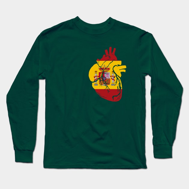 Anatomical heart design, Spanish flag Long Sleeve T-Shirt by Bun Art Store